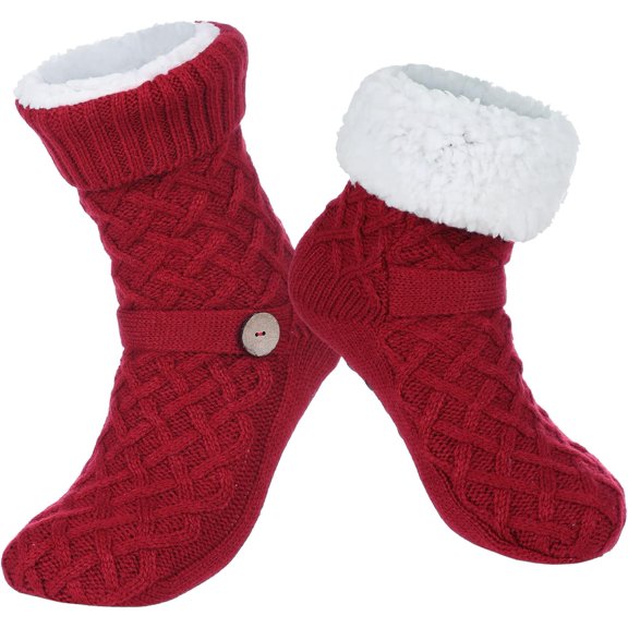 Winter Womens Warm Fluffy Slipper Socks, Soft Cozy Fuzzy Christmas Sock with Non-Slip Grippers for ladies Gifts