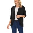 thumbnail image 2 of BadPiggies Women's Lightweight Open Front Cardigan Casual Soft Draped 3/4 Sleeve Cardigans Sweater Top (M, Black), 2 of 7