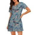thumbnail image 1 of Balery Underwater Animals and Flowers Camisón de manga corta con cuello redondo para mujer, cómodo y elegante., 1 of 6
