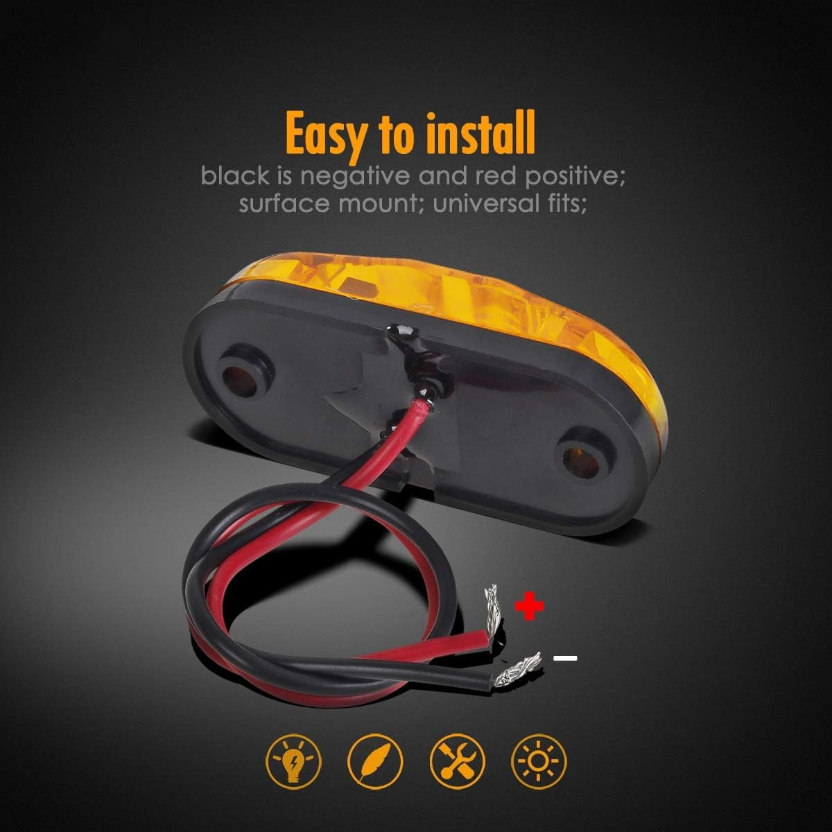 20 PCS 2.5 Inch LED Trailer Marker Lights Kit - Amber & Red, 12-24V Waterproof, With Screws For RV Truck Van Boat - View #9