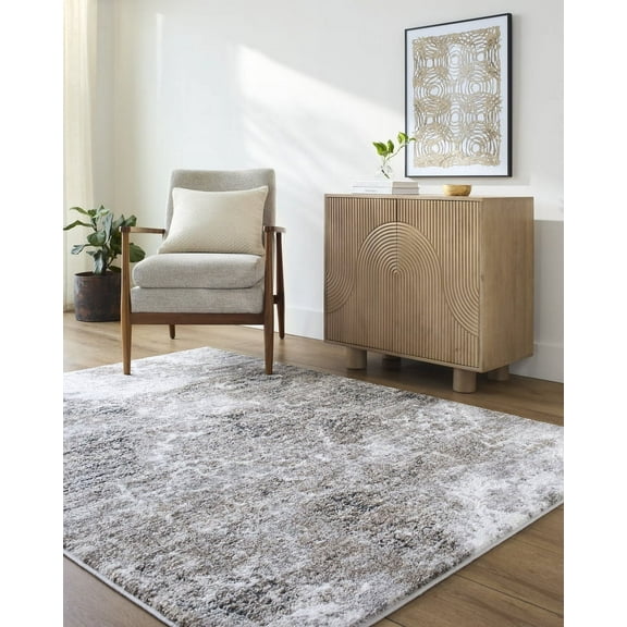 Livabliss Area Rugs for Living Room, 5x7 Andorra Plus Modern Light Gray Rug, Bedroom Dining Room Home Decor Stain Resistant Carpet (5'3" x 7')