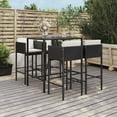 thumbnail image 1 of vidaXL 5 Piece Garden Bar Set with Cushions Black Poly Rattan, 1 of 4