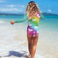 thumbnail image 4 of Gyratedream 1-8 Years Girls Rainbow Long Sleeve Rash Guard UPF 50+ One-Pieces Swimsuit, 4 of 11