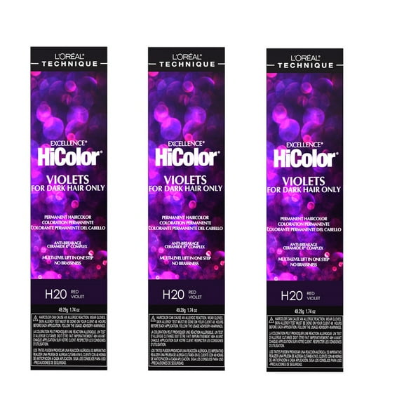 L'Oreal Excellence HiColor H20 Red Violet Permanent Hair Tint HC-30652 (3 Pack)