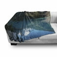 thumbnail image 3 of Landscape Soft Flannel Fleece Blanket, Lake in Northern Canada with Slim Trees and Snowy Frozen Mountain Novelty, Cozy Plush for Indoor and Outdoor Use, 50" x 60", Blue White Green, by Ambesonne, 3 of 6