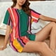 thumbnail image 4 of Fotbe Vertical Stripes Conjunto de Pijama Estampado para Mujer, 2 Piezas, Ropa de Dormir con Camiseta de Manga Corta y Shorts Suaves-Small, 4 of 6