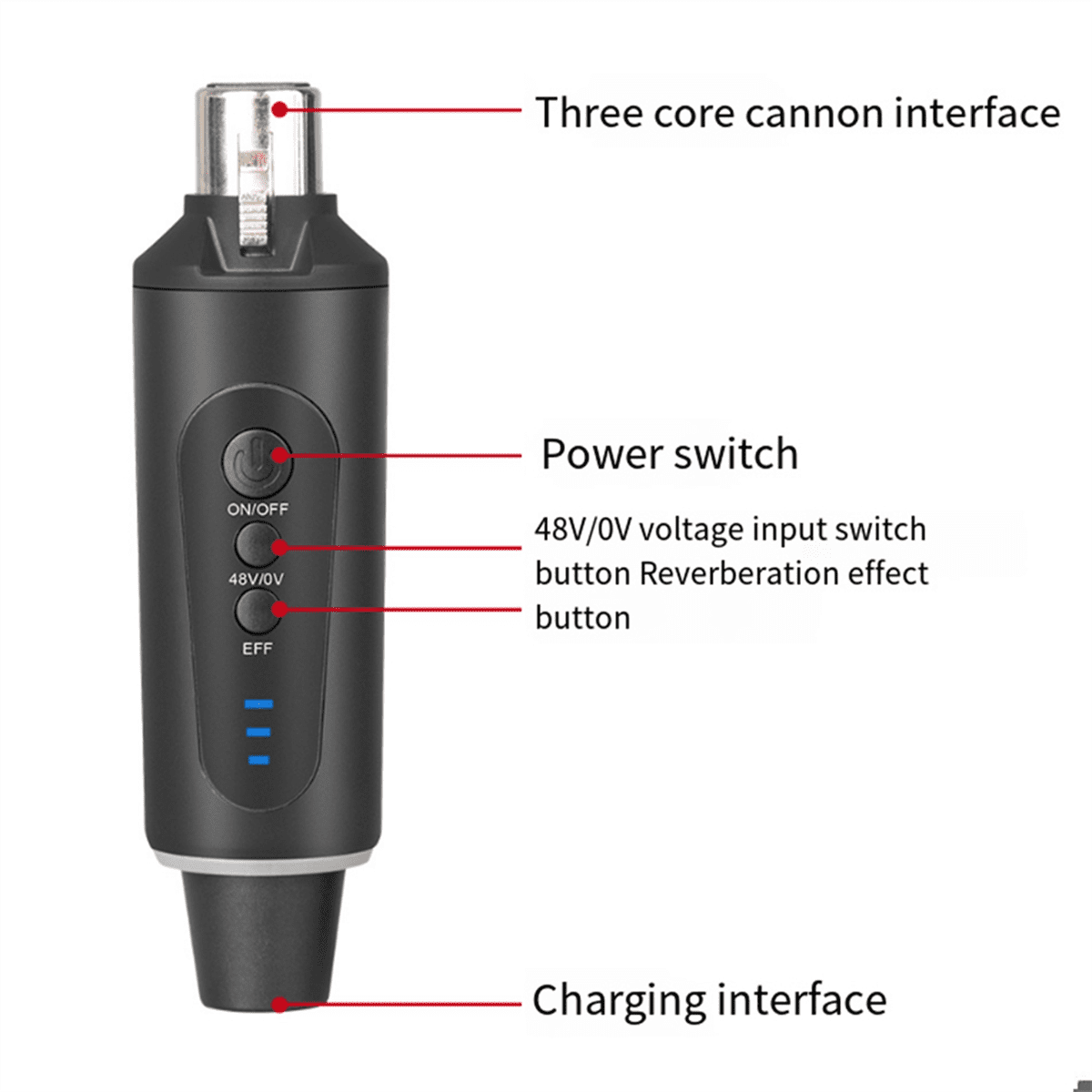 New 2.4g XLR Microphone Wireless Transmitting & Receiving System Dynamic Condenser Microphone Reverberation Adjustment