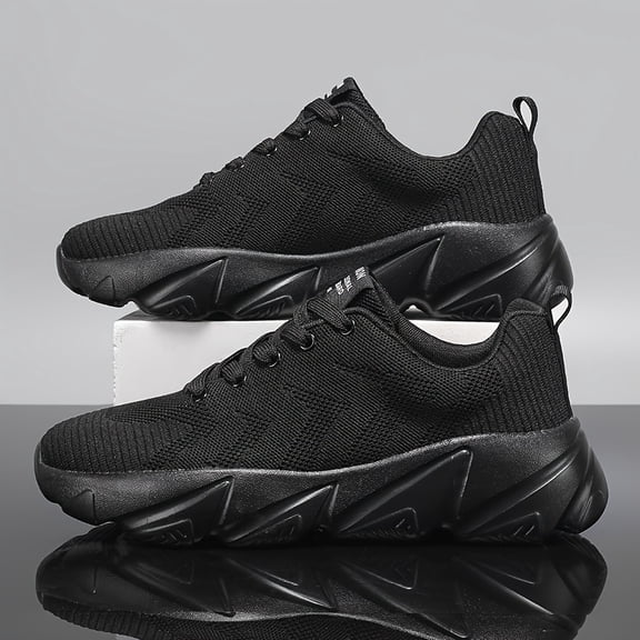 NB-Men'S Breathable Knit Sneakers with MD Cushioned Sole, Black/White Design for Running, Gym, - Lightweight Low-Top Casual & Athletic Shoes Casual Attire, Sneakers, Gym Footwear, Sporty Look, Fabri