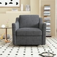 thumbnail image 5 of Swivel Accent Chair, Paproos Linen Upholstered Armchair, 31’’Wide 360 Degree Swivel Barrel Chair with Cushions & Nailhead Trim, Comfy Reading Chair Club Sofa Chair for Living Room Bedroom， Dark Gray, 5 of 8