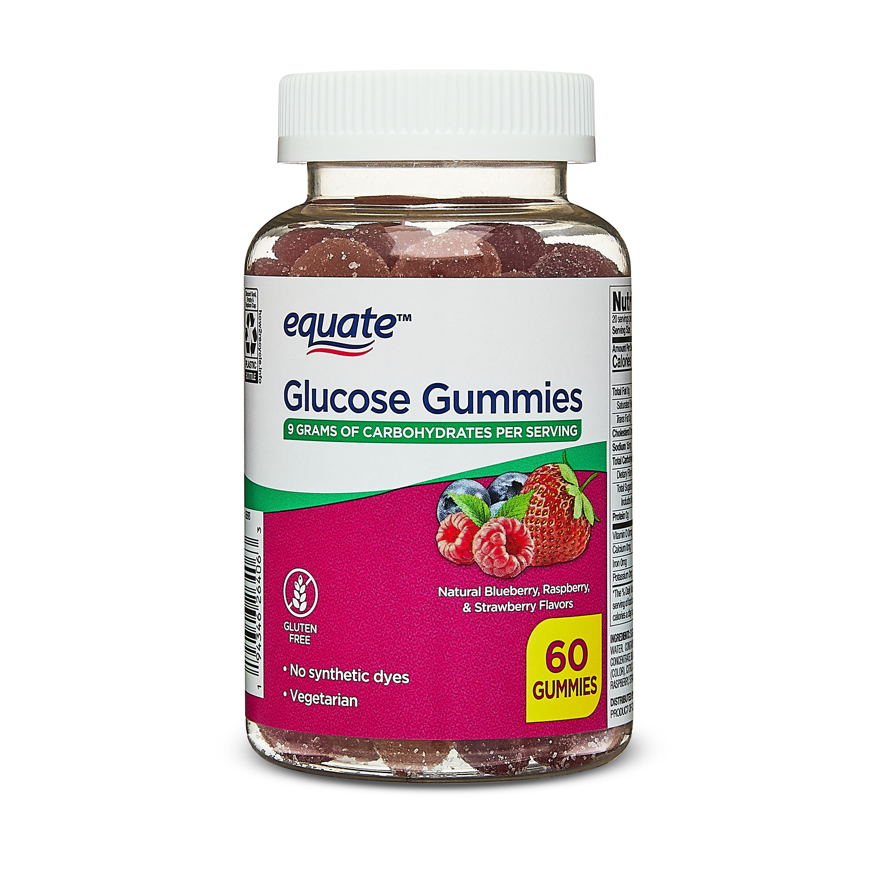 (3 pack) Equate Glucose Gummies, 60 Count