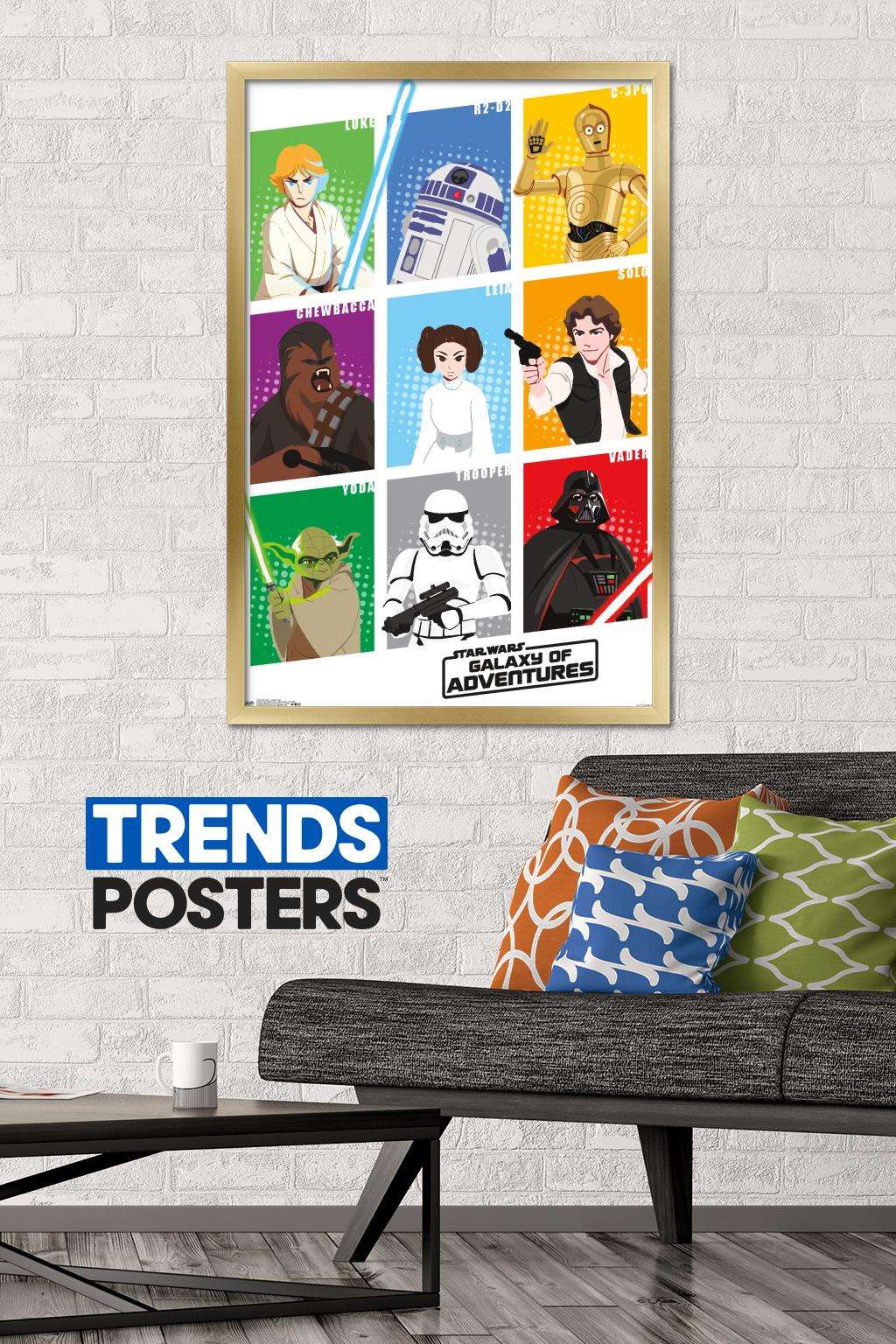 Star Wars: Saga - Galaxy Grid Wall Poster, 22.375" x 34", Framed