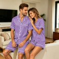 thumbnail image 4 of HAJWOH Men's Pajamas Short Sleeve Button-Down Polka Dot Print Loungewear Sleepwear Set, 4 of 5