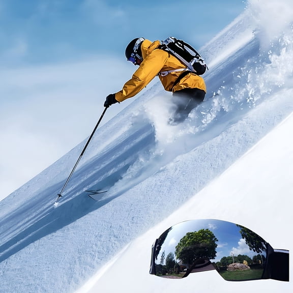 HBMYN Snow Goggles Uv400 Protection, Ski Goggles for Men Women, Anti-Fog Snow Sports Goggles for Snowboarding - Black Snowboard Goggles Men