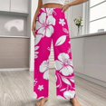 thumbnail image 2 of Hibiscus Floral Pink Pattern Pajamas Leisure Trousers Soft Warm Sleepwear Bottoms Loose Retro Nightwear, 2 of 6