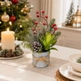 thumbnail image 7 of Euahivb Christmas Artificial Greenery Decor Farmhouse Floral Arrangement with Pine Berries and Succulent in Rustic Tin Pot for Holiday Tabletop Shelf Centerpiece, 7 of 7
