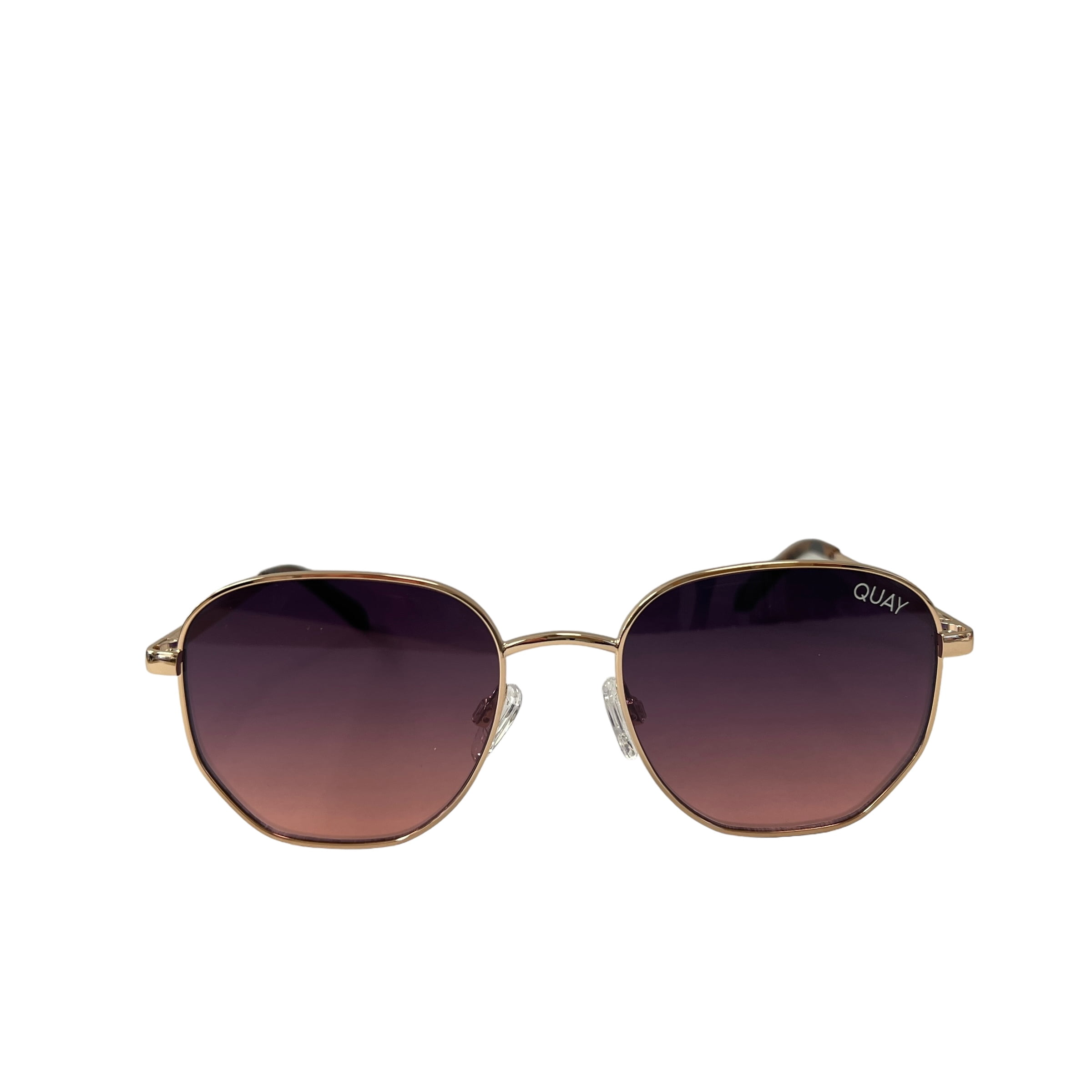 Quay Australia Big Time Round Sunglasses Rose Navy Peach