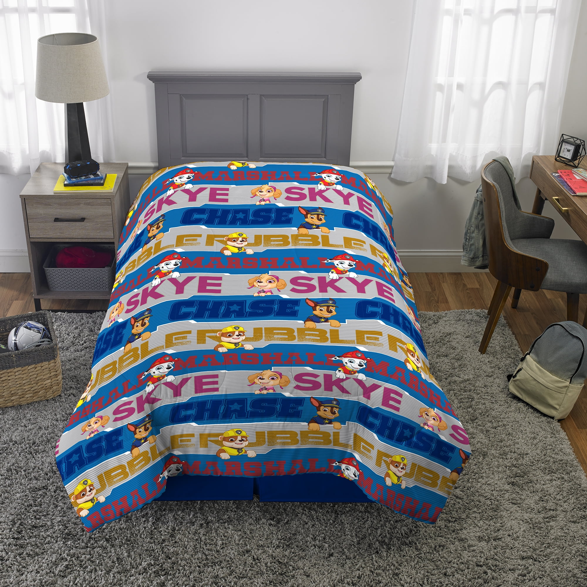 PAW Patrol Kids Comforter and Sham, 2-Piece Set, Twin/Full, Reversible, Blue, Nickelodeon