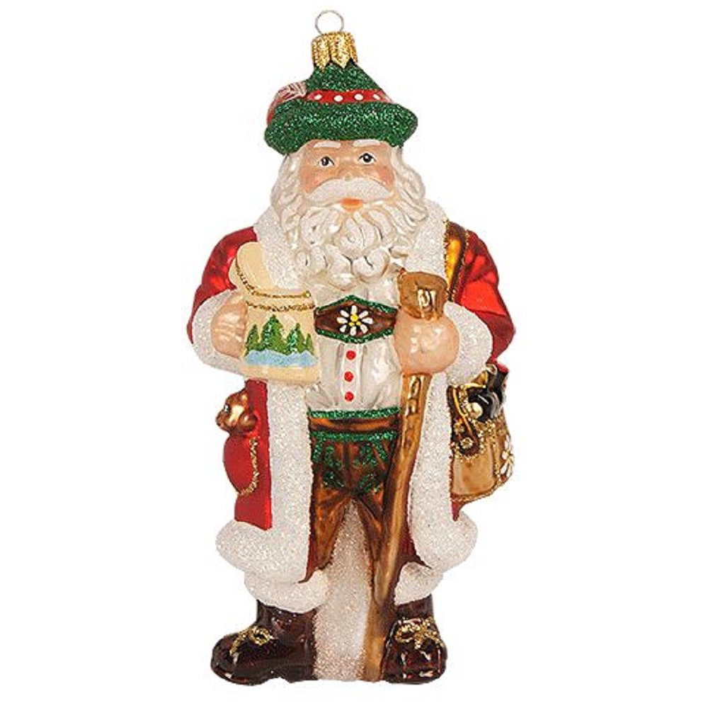 Bavarian Santa Claus with Stein Polish Glass Christmas Tree Ornament