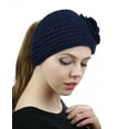 thumbnail image 3 of NYFASHION101 Stone Accent Hand Knitted Flower Winter Headband Headwrap - NAG15Y, Navy, 3 of 4