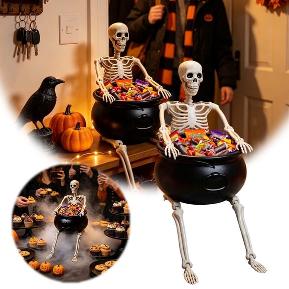 Leeye Halloween Skeleton Candy Bowl Holder Bone Structure White 25cm