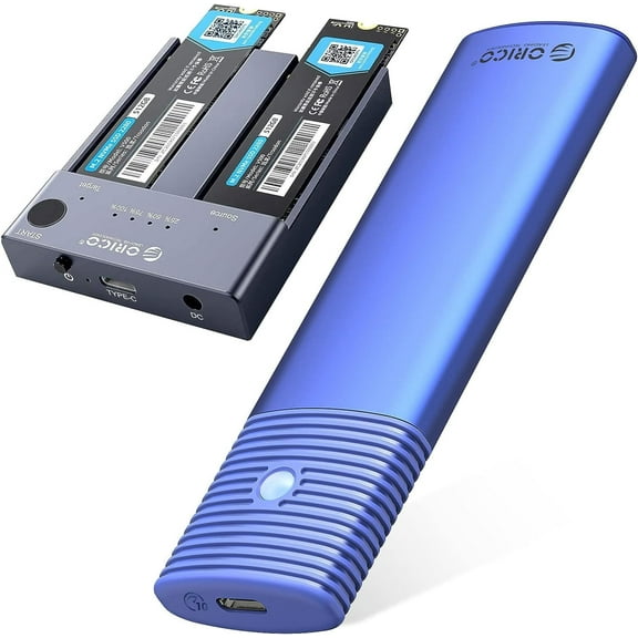 ORICO M.2 Enclosure External SATA NVMe M.2 Enclosure with Dual-Bay M.2 SSD Docking Station Offline Clone USB C to NVMe SSD Enclosure for M Key 2242 2260 2280 22110 M.2 SSDs