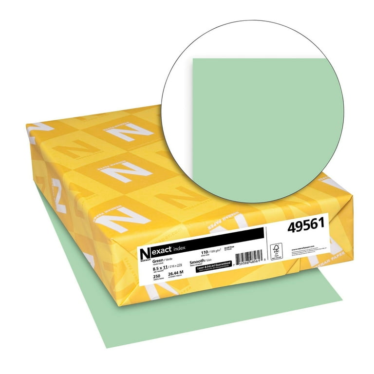 Exact Index Colored Cardstock 8.5 x 11 In 110 lb. Green 250