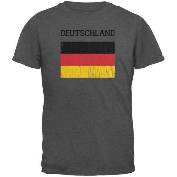 World Cup Distressed Flag Deutschland Dark Heather Adult T-Shirt - X-Large