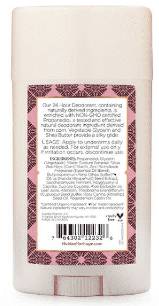 Nubian Heritage PATCHOULI & BURITI 24 HOUR DEODORANT 2.25 oz.(Pack of 2 )
