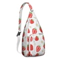 thumbnail image 1 of Colored Strawberry Sling Backpack - Playful Fruit Pattern Crossbody Bag, Fashionable Daypack for Teens, 1 of 4