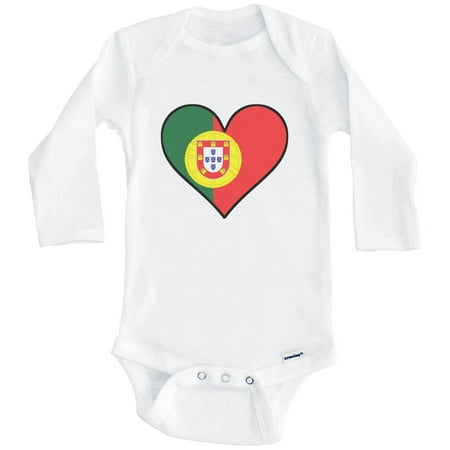 

Portuguese Flag Baby Bodysuit - Cute Portuguese Flag Heart - Portugal Baby Bodysuit (Long Sleeve) 0-3 Months White