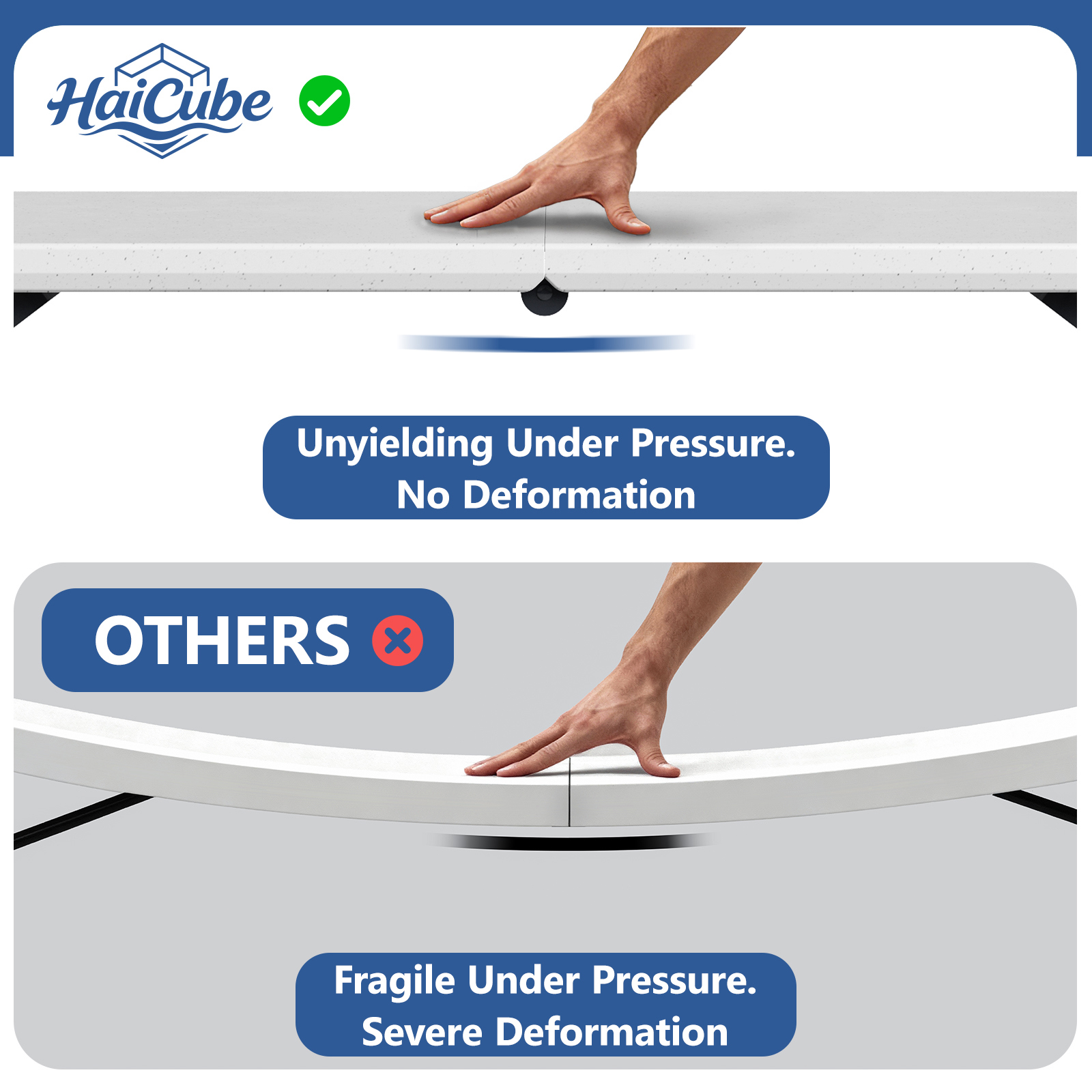 HaiCube 4 ft. Adjustable Height Folding Table, White photo 6