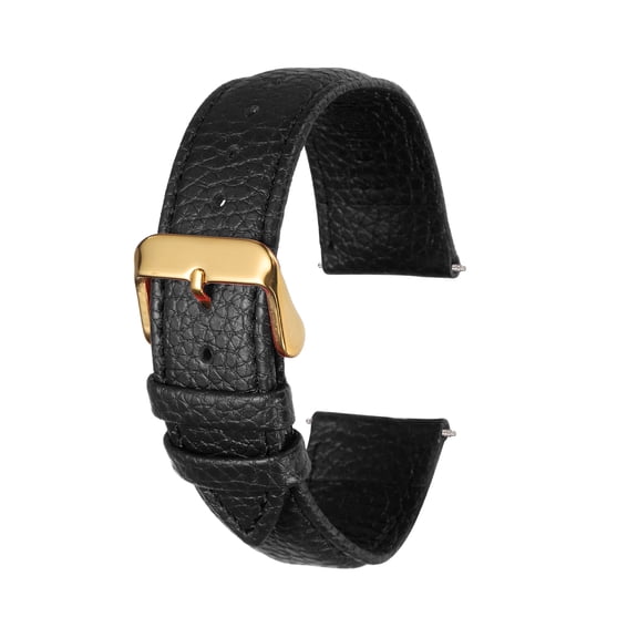 Uxcell Leather Watch Band 22mm Vintage Textured Padded Leather Watch Strap Quick Release Replacement Wristband with Stainless Steel Pin Buckle for Men and Women, Black