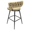 thumbnail image 5 of 38.19'' Bar Stools Set of 2, Swivel Suede Counter Chair with Woven Backrest and Metal Legs, Upholstered Kitchen Island Chairs with Back Footrest for Cafe, Pub, Bar Counter, Khaki, 5 of 9