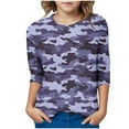 thumbnail image 6 of CLOISE 3/4 Sleeve Kids Shirts Girls Boys Youth Purple Crew Neck Tops Camouflage Casual Fashion Fall Winter Clothes 3-12T, 6 of 6