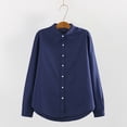 thumbnail image 2 of Summer Tops for Women Fashion Long Sleeve Solid Button Korean Shirt Casual Loose Blouse Tunic plus Size Tops for Ladies Top Long Sleeve Stretch Ladies Dressy Swing Short Shirts with Dark Blue, 2 of 4