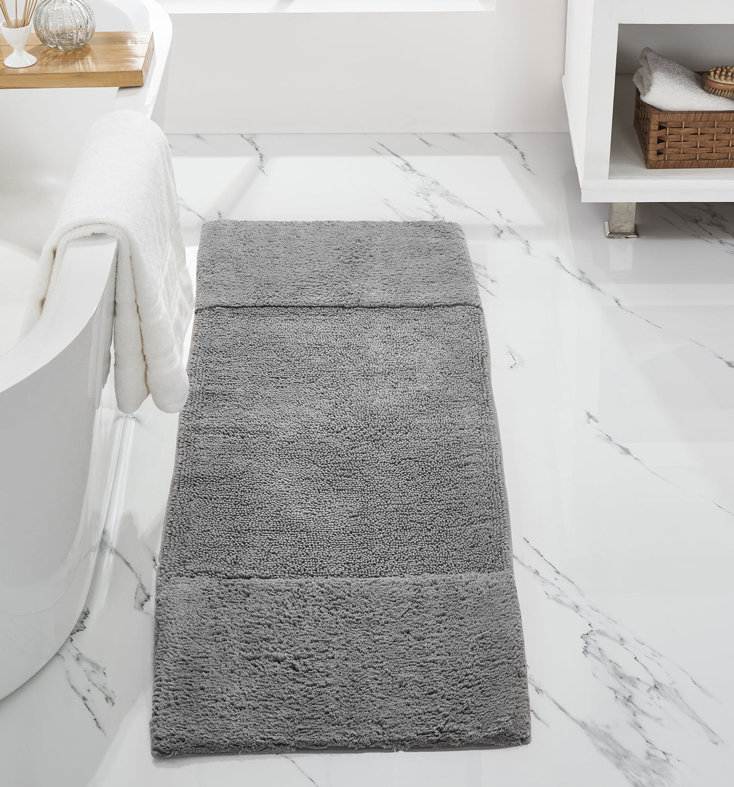 Better Trends 5 Piece Bathroom Rug Set, 100% Cotton, Extra Soft Tufted Bath Mat, Water Absorbent & Non Slip Bath Rug, (Gray) Granada Collection