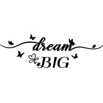 Inspirational Quotes Wall Sticker Dream Big Wall Decals Butterflies Heart Shape Vinyl Wall Art Black for Bedroom Living Room Playroom Bathroom Classroom Wall Decor Black