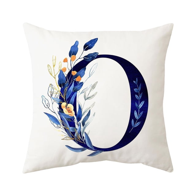 TechWave 1PCS Throw Pillow Covers Alphabet Decorative Pillow Letter Flowers Cushion Covers 18 X 18 Inch Square Pillow Protectors For Sofa Couch Bedroom Car Chair Home 1pc Throw Pillows Throw Pillows
