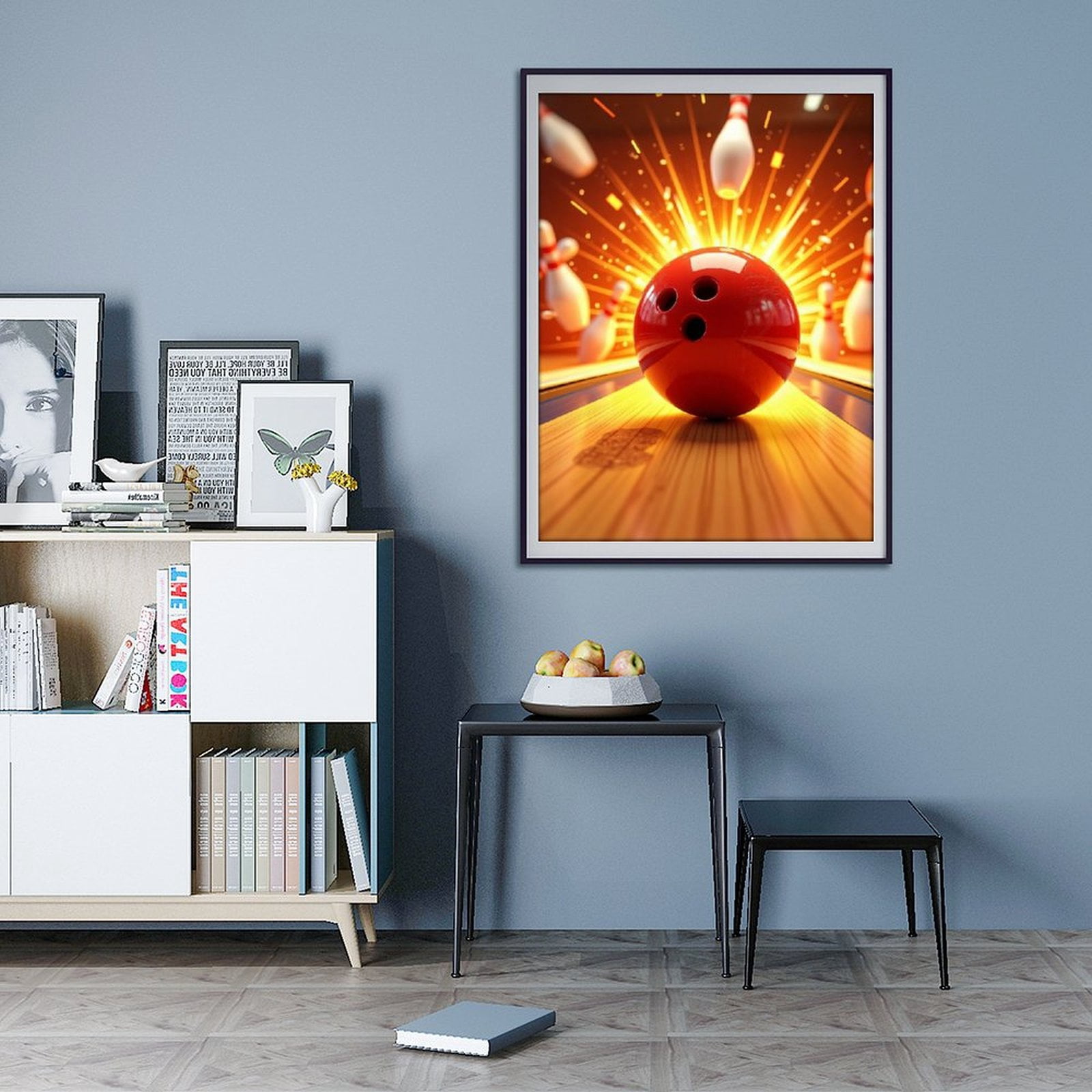 Diamond Art Kits for Adults - Cool Bowling Print No.22 5D Frameless Dimond Painting Kit for Adults Beginner, Round Diamond Kits for Home Wall Decor, Gift for Women