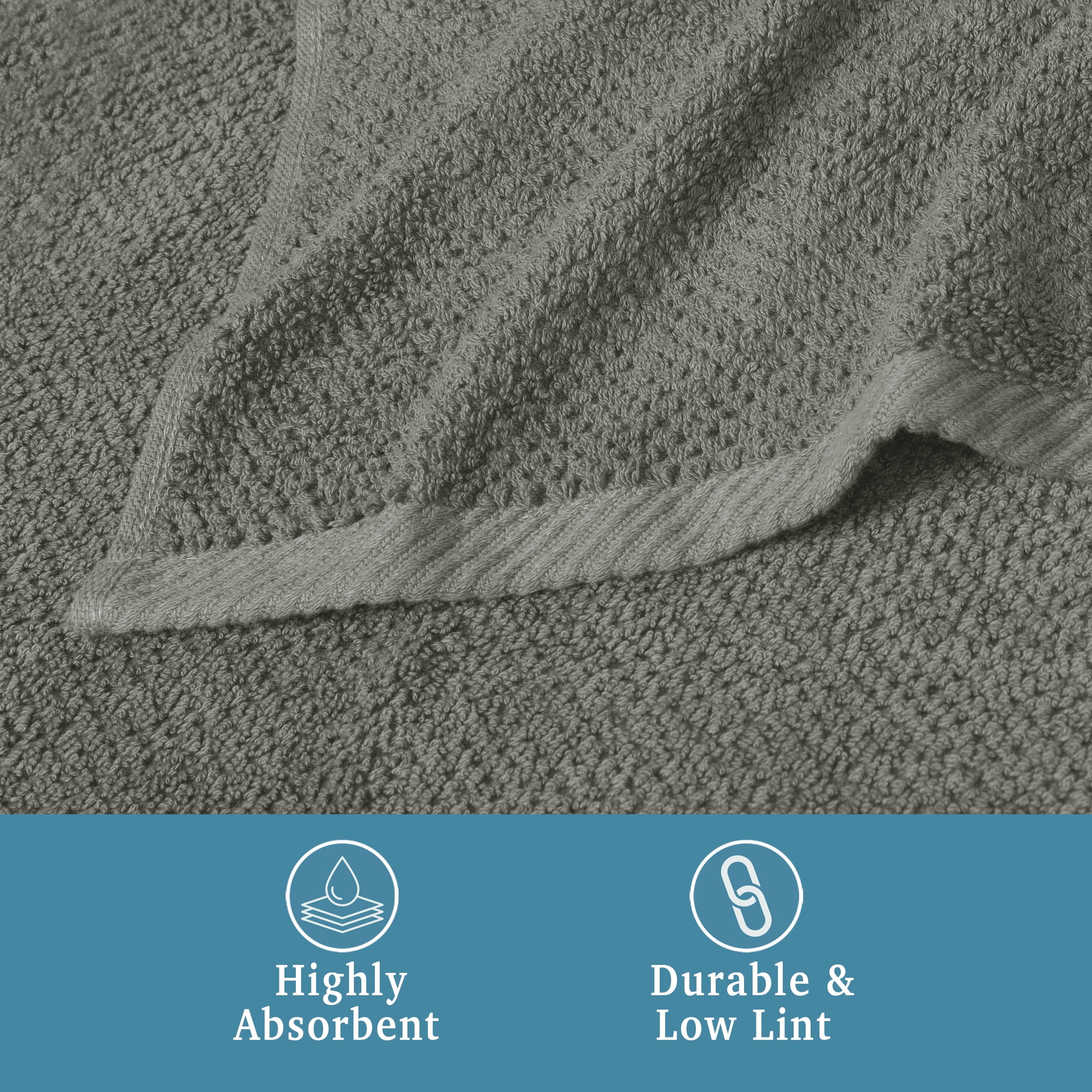 WelHome Premium Performance Towel Set, 2 Pack, 100% Cotton, 600 GSM, 2 Bath Towels 30" x 54", Popcorn Texture, Charcoal, Hotel & Spa Thick Towels for Bathroom, Soft & Absorbent