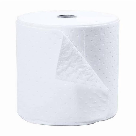 Brady Sorbent Roll, 18 gal, 15 in x 150 ft, Oil, White, Polypropylene SXT15P