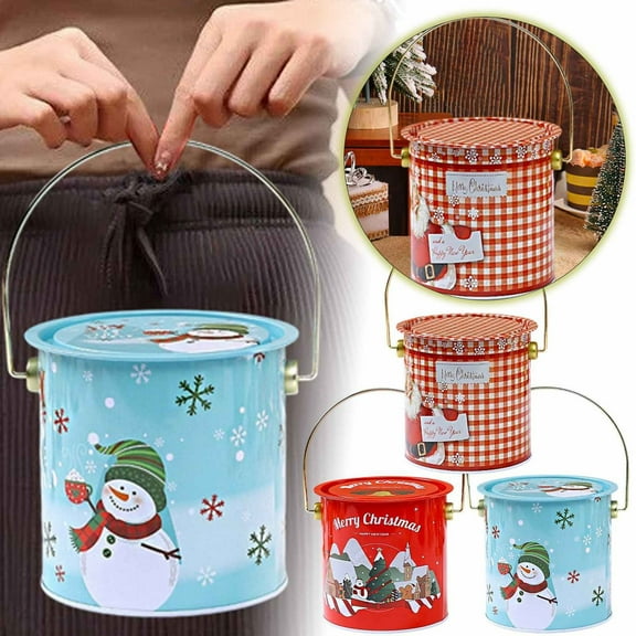 Cookie Tin With Lids, Christmas Theme Cookie Packing Box, Empty Candy Container Cookie Jar For Wedding, Holidays