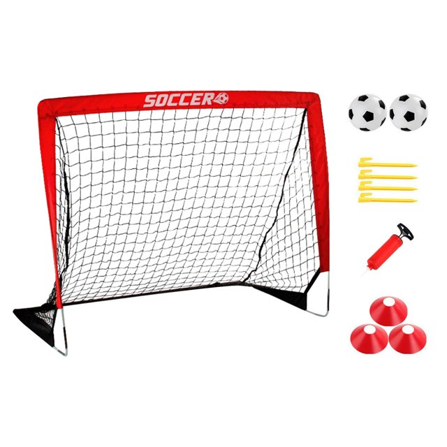 Almencla Kids Soccer Goal Easy Assembly Soccer Net for Game Indoor Outdoor Playground Red