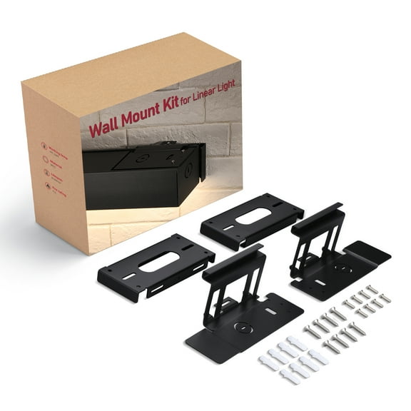 Wall Mount Kit for LED Linear Lights, Commercial Grade SPCC Steel Bracket for Single Fixture Installation, ONLY for LEONLITE Linear Lights