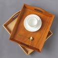 thumbnail image 3 of Godderr Wooden Tray Food Fruit Tray Vintage Color Restaurant Kitchen Handle Solid Tray 12*10.2*1.2in, 3 of 6