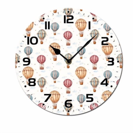 ZXCXRQFa Silent Clocks Hot Air Balloon Wall Clocks Battery Operated 10 Inch Silent Non-Ticking Quiet Desk Clock Decor for Living Room Home Office School Kitchen