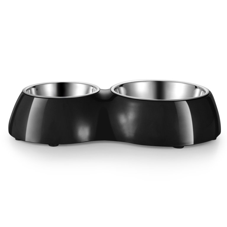 Flexzion Double Dog Bowl - Double Stainless Steel Food and Water Bowls for  Dogs and Cats - Raised Puppy Food and Water Bowls - Non-Slip Pet Bowl for