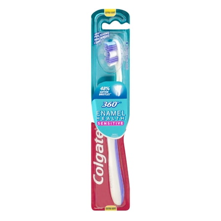 (2 pack) Colgate 360 Enamel Health Extra Soft Toothbrush for Sensitive (Best Toothbrush For Sensitive Gums)