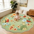 thumbnail image 3 of NEWLAKE Green Floral Area Rug, 8' Round, Machine Washable Rug, Non-Slip Backing, 3 of 6