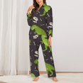 thumbnail image 3 of Kll Dinosaur Skeleton Print Women'S Long Sleeve Pajamas With Pants Sleepwear Loungewear 2 Set-X-Large, 3 of 9